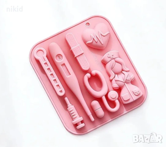 медицинска сестра термометър стетоскоп медицина медицински лекарски докторски силиконов молд форма , снимка 5 - Форми - 53954568