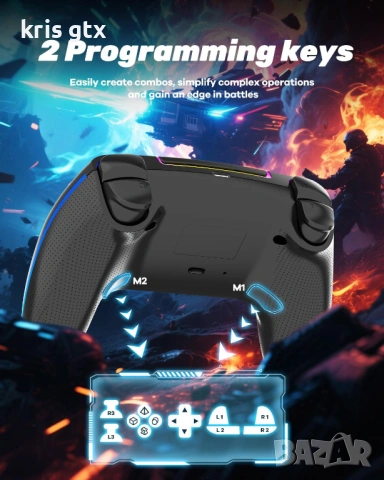 безжичен джойстик joystick за PS3 PS4 PC android и IOS с rgb подсветка, снимка 8 - PlayStation конзоли - 54715068