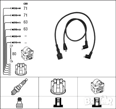 Кабели за свещи к-т за ALFA ROMEO 33,ARNA 1.2/1.3/1.5 05.83-09.92г. № T878S