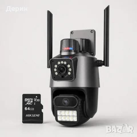 Двойна Smart WiFi безжична IP 6MPX камера 15108 + Подарък Карта памет HIKSEMI NEO 64GB , снимка 4 - IP камери - 55583787