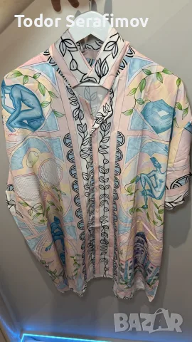 Мъжка риза с къс ръкав XXXL