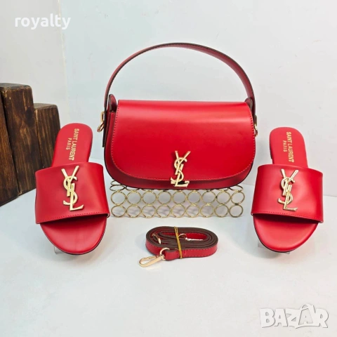 Yves Saint Laurent Дамски Чехли + Чанта Различни Цветове YSL, снимка 4 - Чехли - 55025838