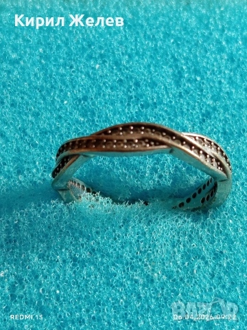 Сребърен пръстен с ювелирно фасетирани кристали майстоска изработка 42498, снимка 5 - Пръстени - 54104491