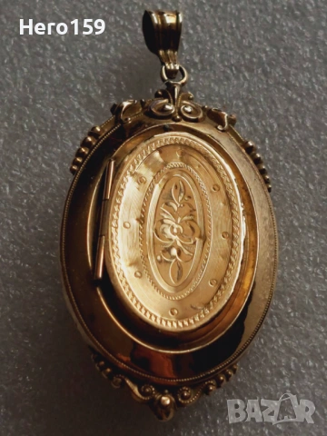 Стар златен 8 каратов викториански медальон с брилянт, снимка 5 - Колиета, медальони, синджири - 54271069