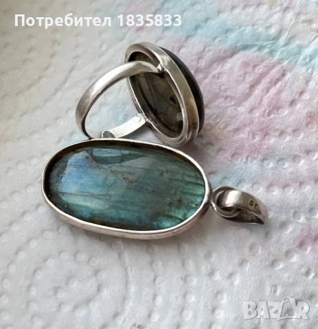 Комплект - сребро и лабрадорит, снимка 5 - Бижутерийни комплекти - 54382808