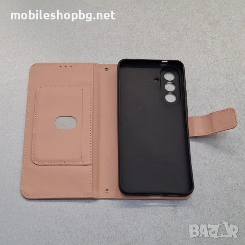 Samsung Galaxy A56 калъф страничен с прегради и закопчаване розов , снимка 2 - Калъфи, кейсове - 54904250