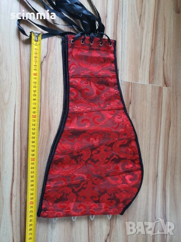 Червен готически корсет с връзки и флорален мотив XL/XXL/XXXL, снимка 5 - Корсети, бюстиета, топове - 54660119