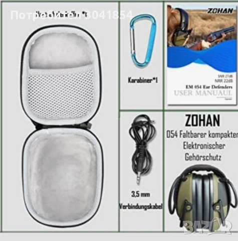 ZOHAN 054 Polygon Електронни слушалки за стрелба, снимка 5 - Екипировка - 55222610