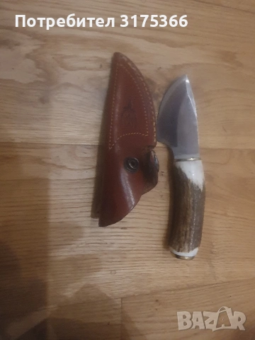 Нов нож за дране Muela piranha Spain дръжка еленов рог и оригинална кания от естествена кожа