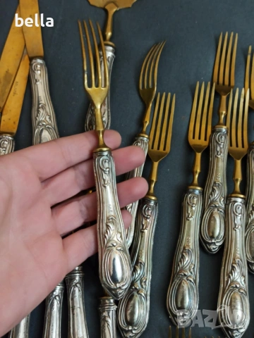 Ексклузивен антикварен десертен сервиз „Solingen“ – Сребро 800, снимка 14 - Антикварни и старинни предмети - 54043349