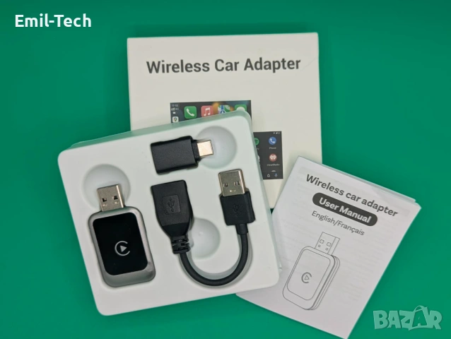 Безжичен CarPlay / Android Auto адаптер – Bluetooth 5.4, WiFi 6, USB-A/USB-C, нов, снимка 4 - Аксесоари и консумативи - 54045587
