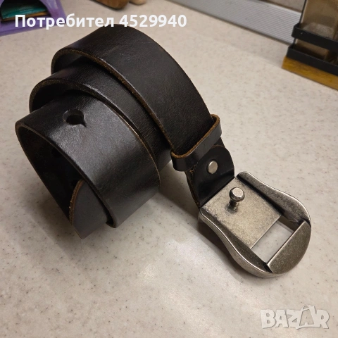 Кожен колан 88 см, тъмно кафяв