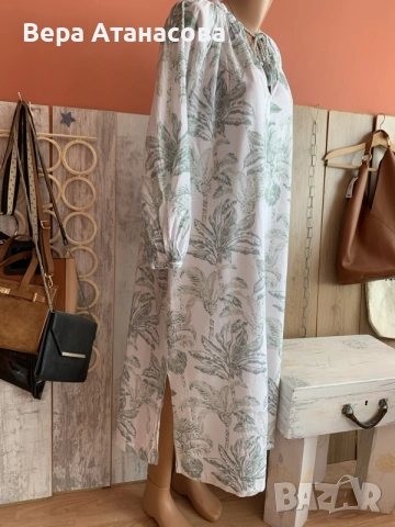 👗👗👗 Дълга рокля от ленена смес със странични цепки👟 л/хл💃, снимка 2 - Рокли - 55604988