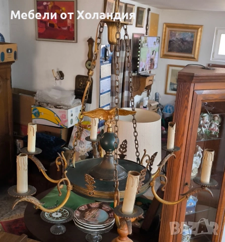 Френски бронзов полилей Империя, снимка 6 - Полилеи - 54341873