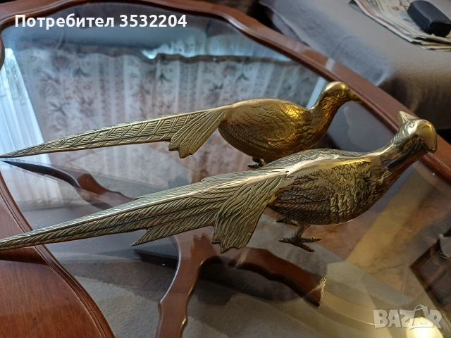 Двойка бронзови фазани, снимка 5 - Антикварни и старинни предмети - 54758710
