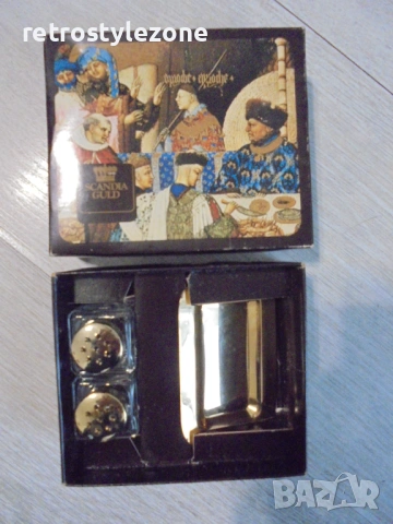№ 8601 Винтидж комплект SCANDIA GULD – две мини солнички с подносче  , снимка 4 - Други ценни предмети - 54494457