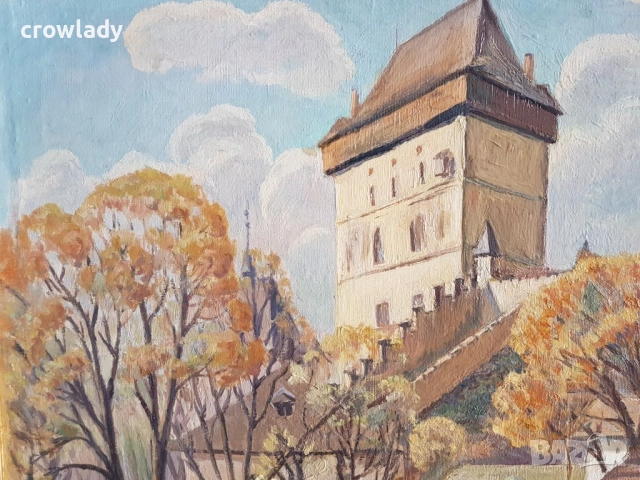 Йордан Филчев 1908 - 1968 Картина с маслени бои Замък 1965г., снимка 3 - Картини - 54296052