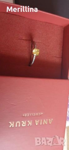 Сребърен пръстен с жълт цирконий, снимка 2 - Пръстени - 54352603