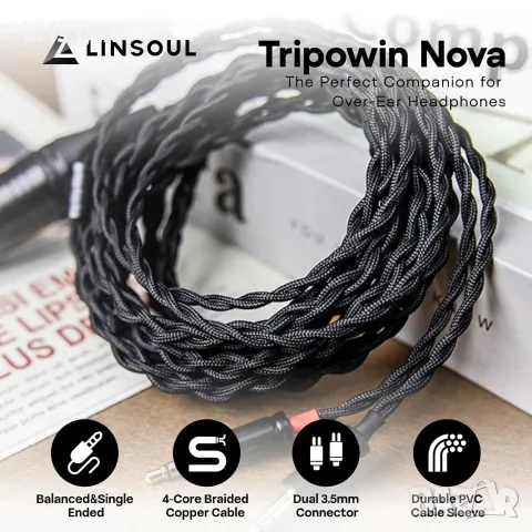 Linsoul Tripowin Nova Ръчно изработен висок клас HI FI OCC кабел за аудиофилски слушалки, снимка 3 - Слушалки и портативни колонки - 55479838