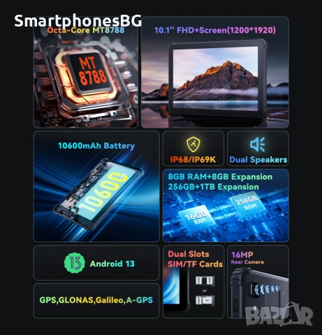 Cubot Tab KingKong 16GB RAM 256GB ROM Таблет с IP68 защита, снимка 6 - Таблети - 55212817