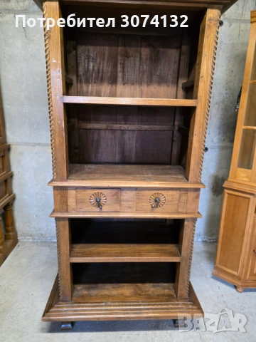 Библиотека в стил Рустик изработена изцяло от масив, снимка 4 - Секции и витрини - 54208210