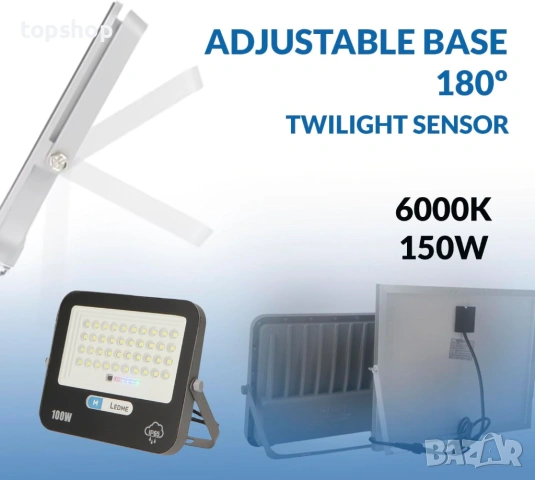 Нов, проверен професионален Соларен LED Прожектор 100W Ledme Milan – Алуминиев Корпус, RGB Цветове.., снимка 7 - Прожектори - 54257072