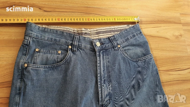 Светлосини мъжки дънки Hugo Boss W33 L34 (размер M/L) 100% памук, без забележки, снимка 9 - Дънки - 54583317