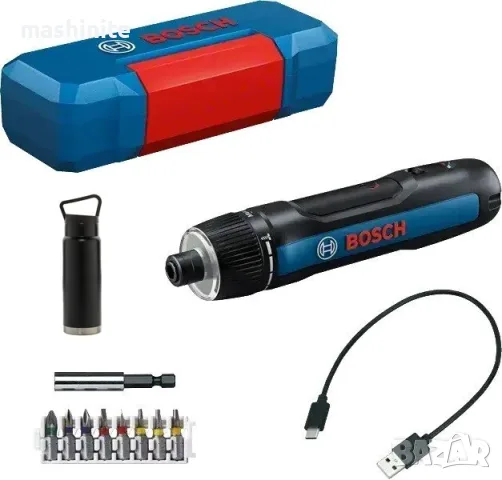 Акумулаторна отвертка Bosch GO с USB кабел и накрайници