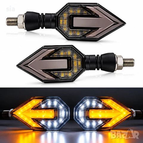Мигачи за мотор, 12V, комплект мигачи за мотоциклет или скутер, бял, снимка 3 - Аксесоари и консумативи - 32123058