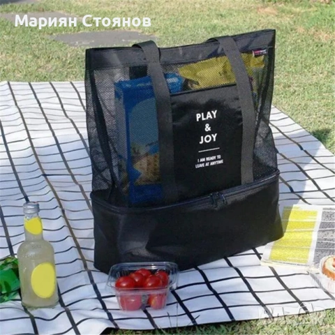Плажна чанта за плаж 2в1 с хладилно отделение/ Голяма чанта за плаж Термо семейна, снимка 3 - Хладилни чанти - 55099542