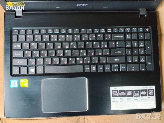 Acer Aspire Е5-575G Intel i3 7100U/FHD/8GB/128GB SSD/1TB HDD отлична батерия/чанта, снимка 2 - Лаптопи за игри - 54631930