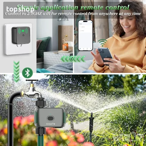 Чисто нов смарт Wi-Fi таймер за поливане AnseTo с хъб, App контрол и Rain Delay  , снимка 2 - Напояване - 55387887