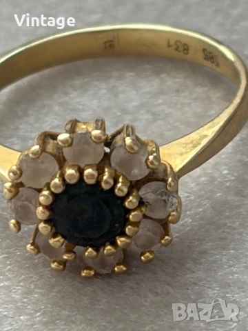 Старинен златен пръстен с естествени камъни 