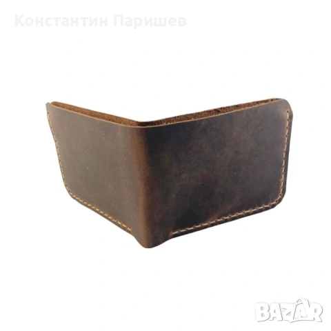 Мъжки портфейл от 100% естествена тъмнокафява кожа, снимка 2 - Портфейли, портмонета - 54831838