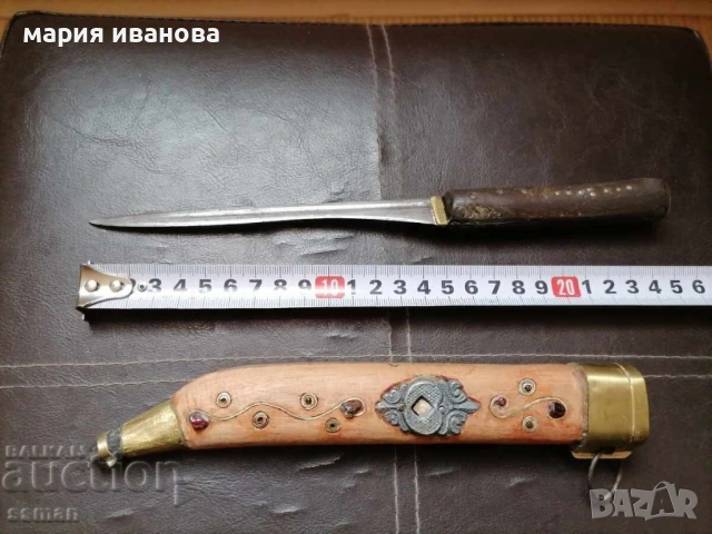 стар нож овчарски с кания, снимка 2 - Антикварни и старинни предмети - 54939439