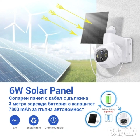 ICSEE Соларна Wifi камера с отделен панел 6MP - 517Z, снимка 7 - IP камери - 54277763