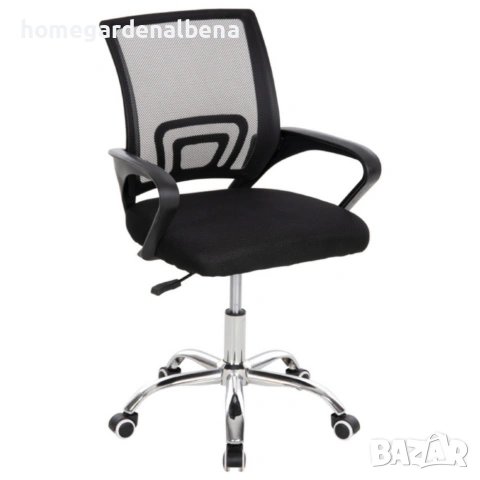 Ергономичен офис стол с мрежеста облегалка, черен, регулируема височина, снимка 2 - Столове - 54153815