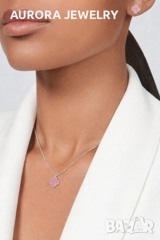 Van Cleef & Arpels VCA Gold Pink Opal Sweet Alhambra Clover Дамско Колие, снимка 11 - Колиета, медальони, синджири - 54166879