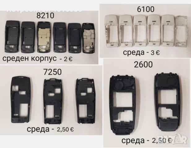 Среди за Nokia 8210,6100,7250,6610,2600,3210,3310,1100,6270,7260,6233,3110,2100,5200,5310,8310,6600, снимка 1 - Резервни части за телефони - 52224837