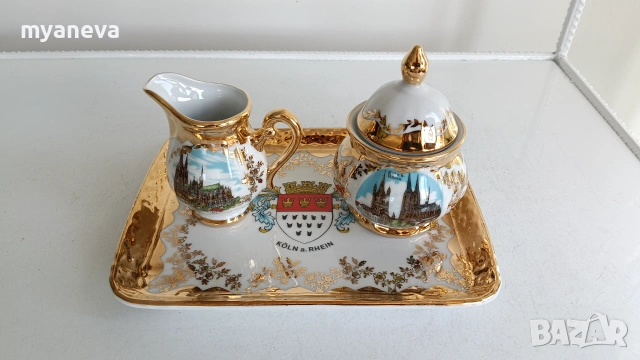 Vintage , порцеланов комплект на Kleiber Bavaria , украсен с 22-каратово злато, снимка 6 - Сервизи - 55079548