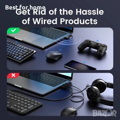 Ugreen USB Bluetooth 5.4 безжичен адаптер-приемник за компютър, снимка 3 - Друга електроника - 54573073