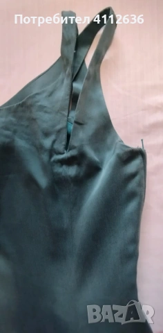 Вечерна винтидж рокля от зелена италианска коприна , снимка 2 - Рокли - 54045527