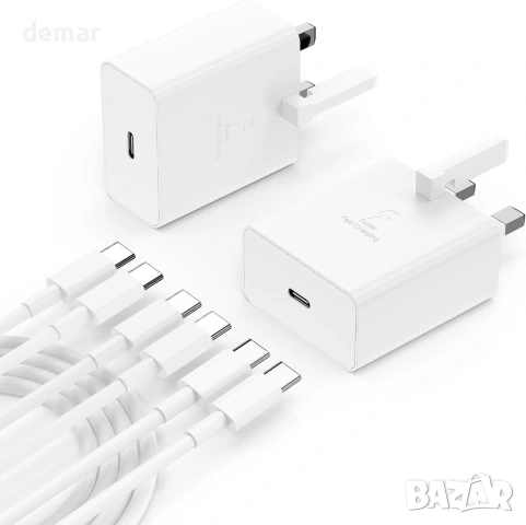 45W USB C зарядно за Samsung/iPhone, 2 щепсела и кабел 1M+2M+2M