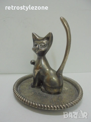 № 8665 Стара посребрена фигура „Коте“  , снимка 3 - Други ценни предмети - 55015787