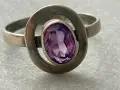 Старинен руски сребърен пръстен с аметист , снимка 2