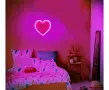 Светеща LED неонова декорация, сърце, Стенен монтаж, 21x20 см, Червена светлина , снимка 2