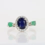 Сребърен пръстен с голям Сапфир Royal Blue и Изумруди със сертификат , снимка 1