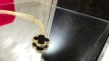 Van Cleef & Arpels VCA Gold Black Onyx Vintage Alhambra Clover Дамско Колие, снимка 5