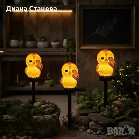 Соларна LED градинска лампа „Сова“ 41 см – водоустойчива декоративна лампа с LED осветление, соларен, снимка 3 - Други - 55472849
