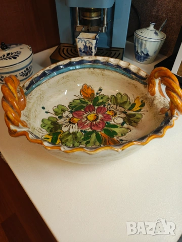 Ceramica maiolica Антикварна фруктиера , снимка 5 - Антикварни и старинни предмети - 54660309